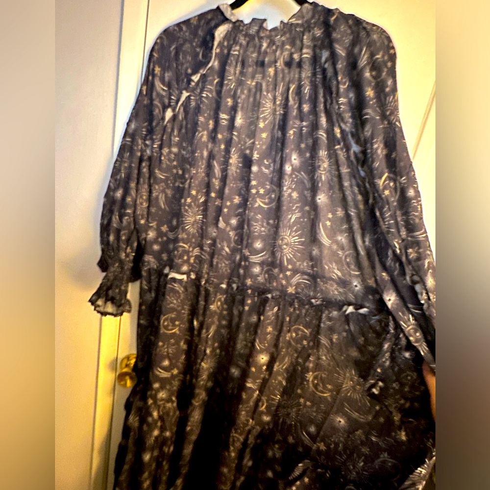 Women's Long Sleeve Black Floral Maxi Dress - Picture 4 of 6